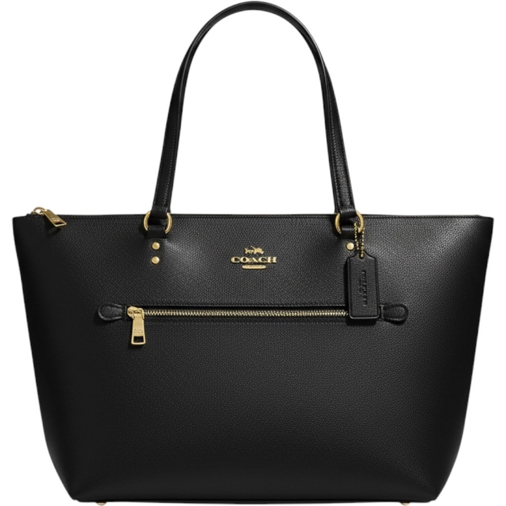 Coach Gallery Tote and Wallet Set Black Crossgrain Leather Gold Hardware F79608